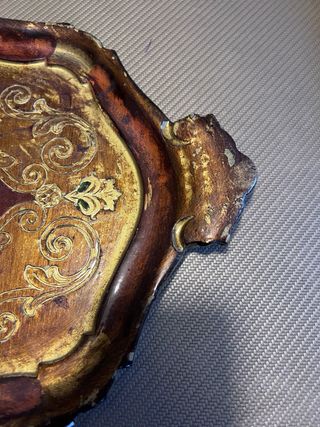 Vassoio vintage in legno decorato