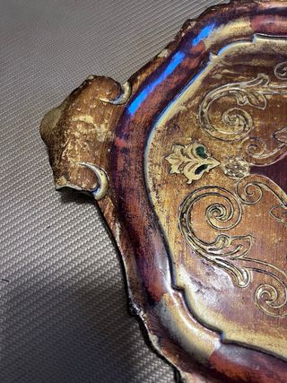 Vassoio vintage in legno decorato