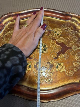 Vassoio vintage in legno decorato