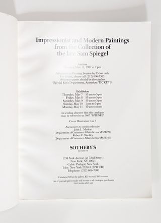 Sotheby's Catalogo Asta Collezione Sam Spiegel