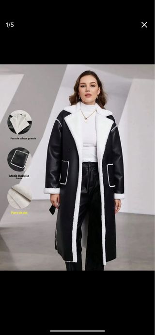 Abrigo largo negro y blanco