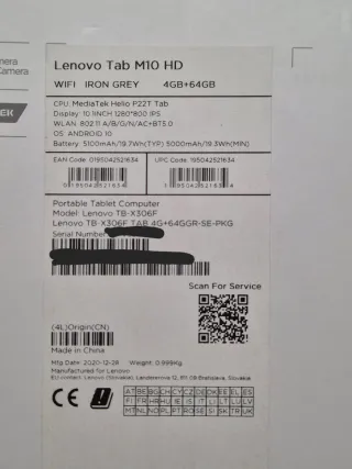 Tablet Lenovo Tab M10 HD 2020