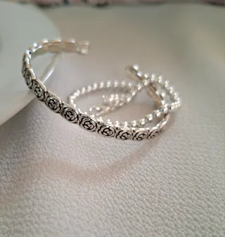 Pulseras Plata Ley Rosas y cuentas.