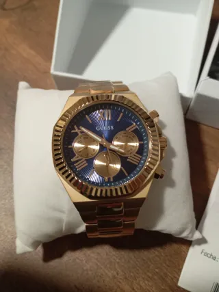 Reloj Guess Dorado y Azul Sin Usar