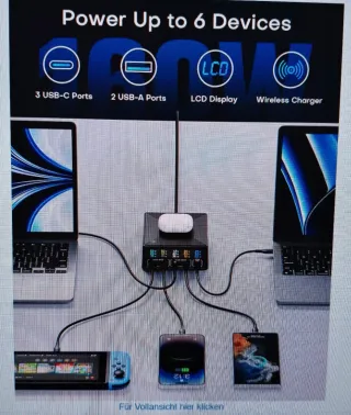 Cargador Base Múltiple USB-C  USB-A Tecnología GAN