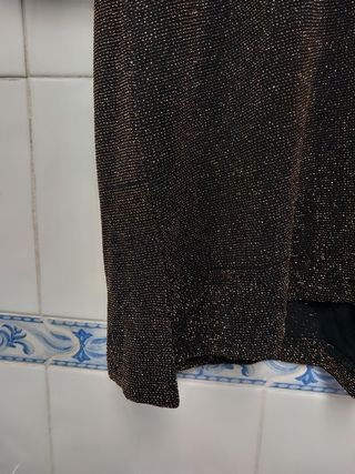 Vestido fiesta negro y dorado L