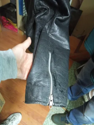 Chaqueta Biker Cuero Negra, vintage