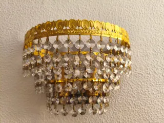 Aplique de pared cristal y metal dorado