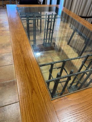 Mesa comedor madera maciza y cristal