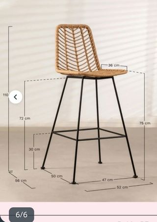 Pack 2 Taburetes Sklum Ratán y Metal