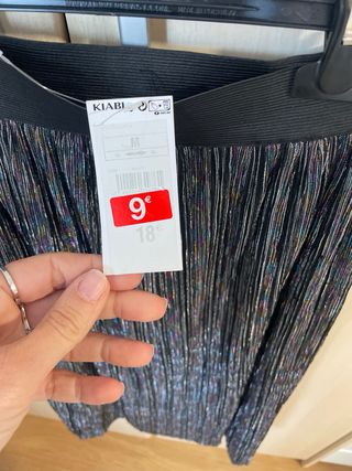 Falda larga brillos negra multicolor