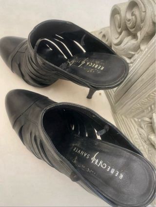 zapatos Mules Tacón fino Piel Negro Perla Marca