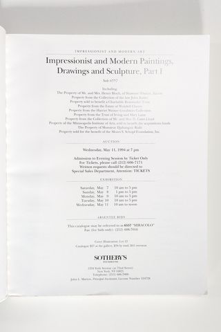 Catalogo Sotheby's 1994 Arte Moderna Impressionist