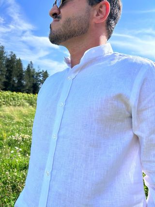 Camisa Lino BANDERAS Blanca Hecha en España