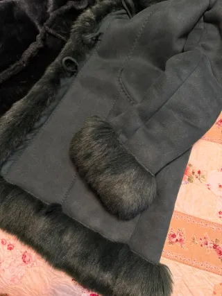 Abrigo piel sintética verde botella