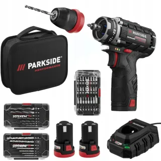 Taladro Parkside Performance 12V con accesorios