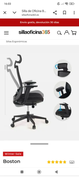 Silla de oficina ergonómica alta gama