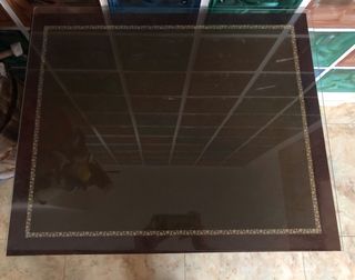 Mesa auxiliar madera y cristal