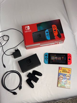 Nintendo Switch V2 Blu/Rosso + Super Mario Maker 2