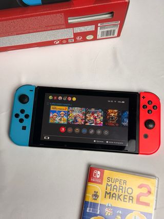 Nintendo Switch V2 Blu/Rosso + Super Mario Maker 2