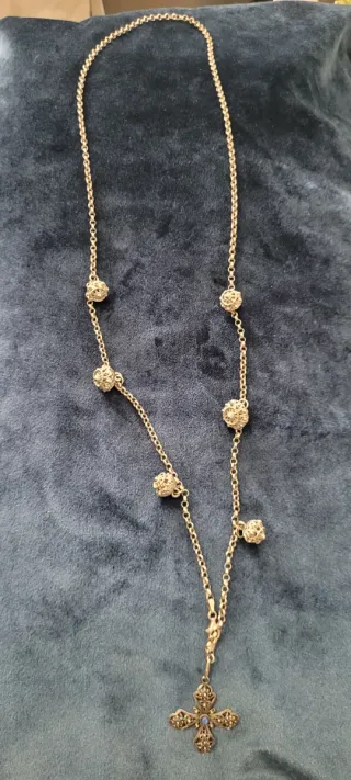 Cadena plata filigrana cruz