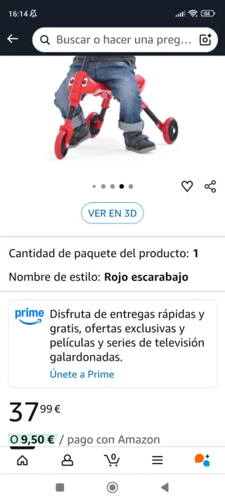 Triciclo Mariquita Plegable Rojo