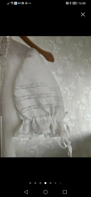 Camisón antiguo blanco con encajes valenciene