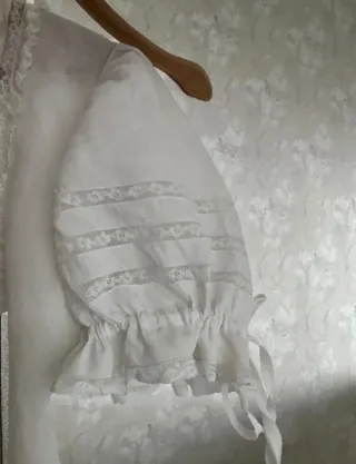 Camisón antiguo blanco con encajes valenciene