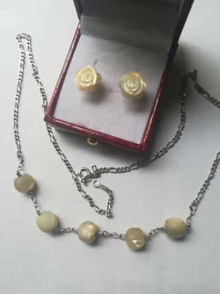 Collar y pendientes plata con perlas
