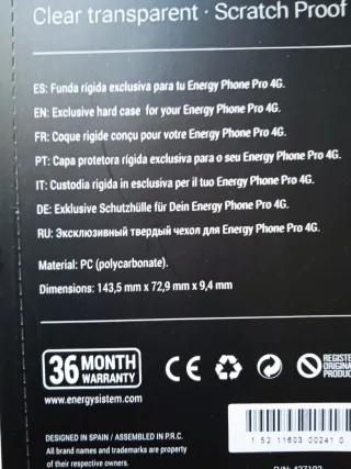 Funda móvil Transparente Energy Sistem. Nueva a es