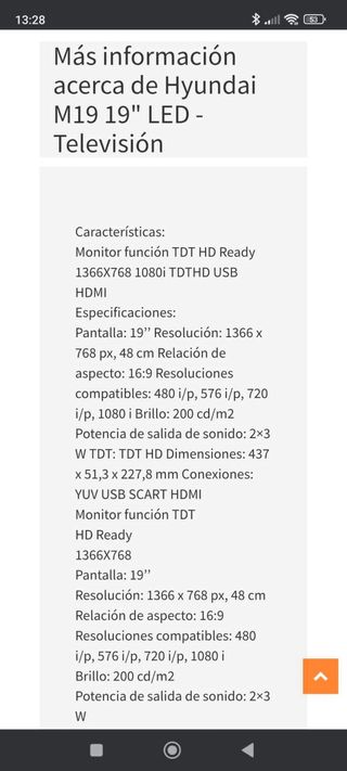 Televisión Hyundai Negra 19"