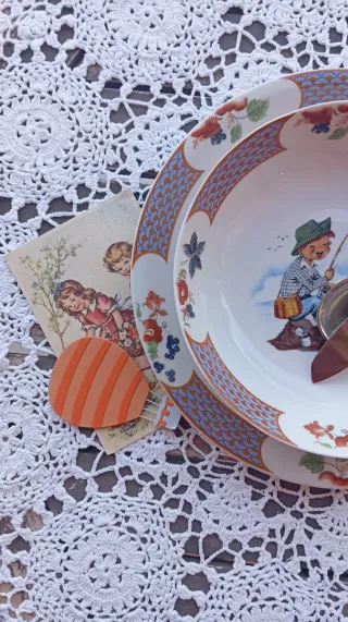 Set pappa bimbo porcellana e argento