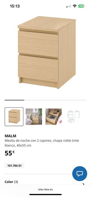 Armario blanco IKEA + dos mesitas de noche roble.