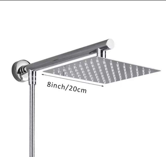 Ducha Cuadrada Baño 40cm + Manguera 150cm