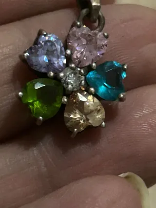 Colgante Plata Flores Circonitas Multicolor