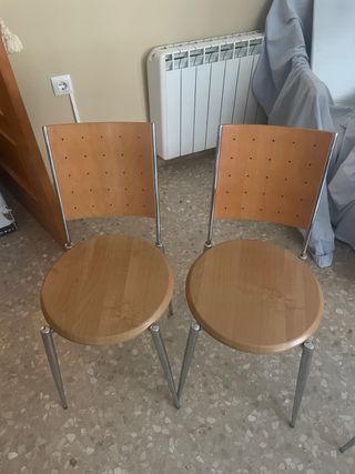 Mesa Cocina Cristal y 4 Sillas Madera