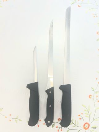 Set Jamonero profesional con 3 cuchillos jamoneros