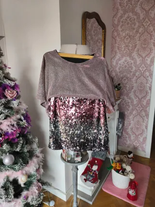 Conjunto falda lentejuelas y top brillo