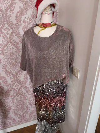 Conjunto falda lentejuelas y top brillo