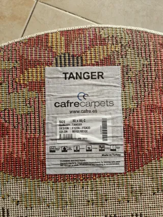 Alfombra redonda beige y multicolor