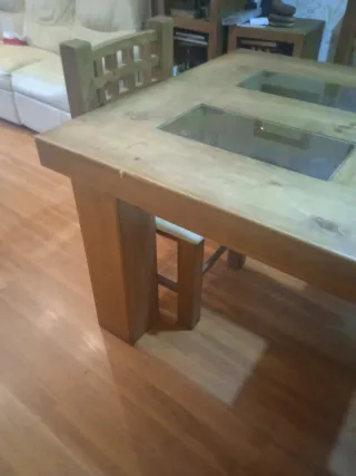 Mesa comedor y 4 sillas madera y cristal