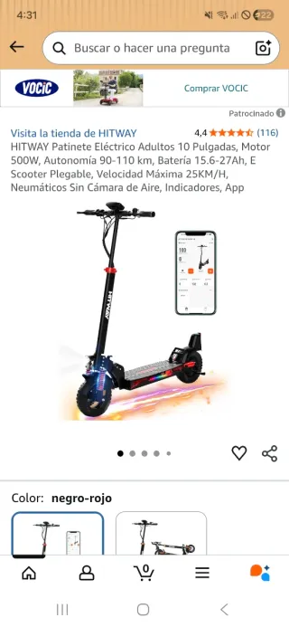 Patinete Eléctrico Hitway 10 Poco Uso