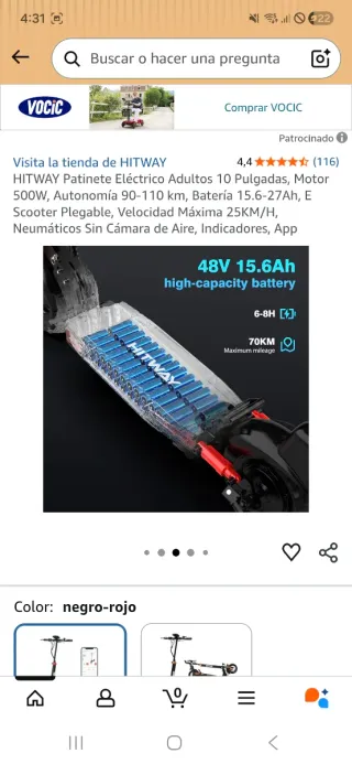 Patinete Eléctrico Hitway 10 Poco Uso