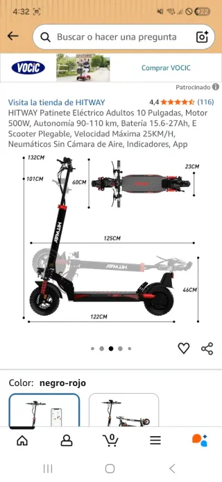 Patinete Eléctrico Hitway 10 Poco Uso