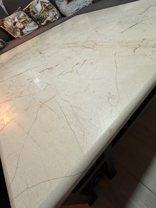 Mesa de forja labrada y mármol