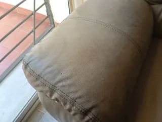 Sofá de piel beige 190 cm