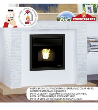 Estufa de biomasa Bronpi Negra Cristal