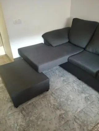 Sofá cheslong 3 plazas tela gris