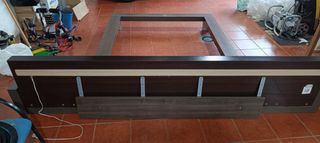 Cabecero cama matrimonio madera y metal