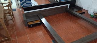 Cabecero cama matrimonio madera y metal